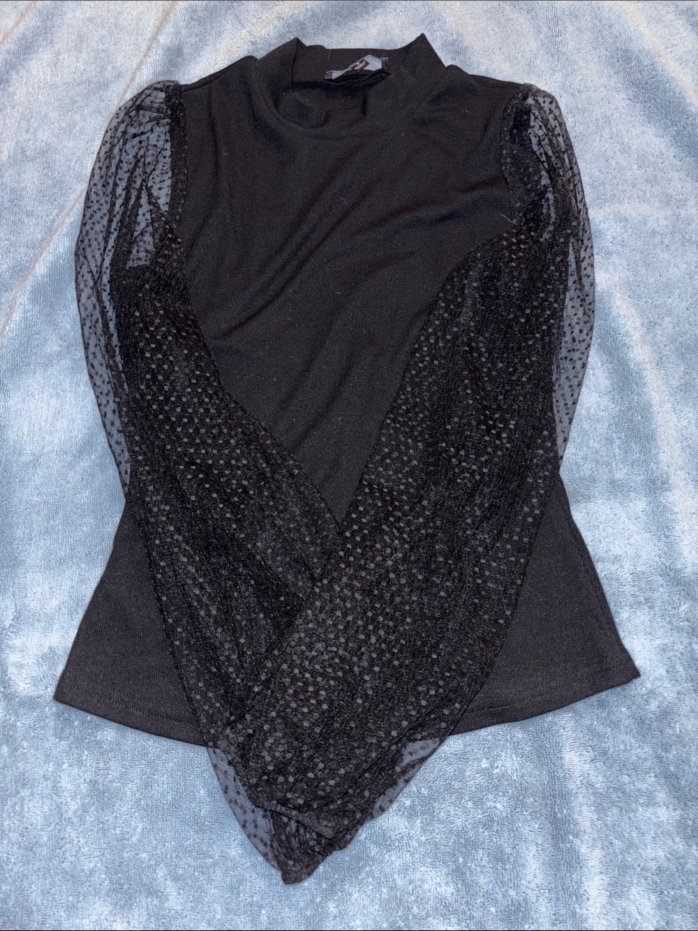Lulu's Black Ribbed Mock Neck Top